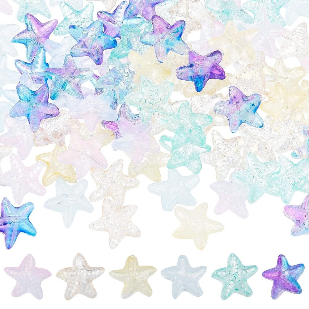 5392 1 Box 120Pcs Starfish Beads Starfish Bead Glass Star Sea Ocean Animal